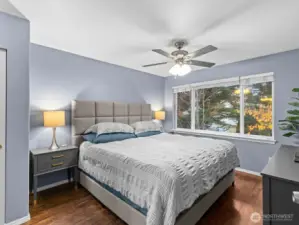 Straight ahead is the roomy primary suite.