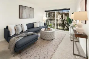 Living room with private balcony