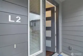 Covered and south-facing entry.