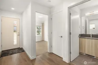 Front entry with access to guest bedroom & full bath.