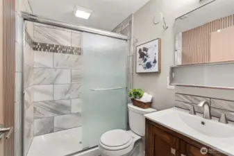 Updated 3/4 bath in the lower level.