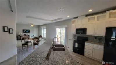 View from kitchen looking into family room