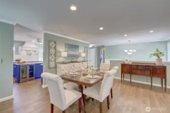 The dining area is located close to the kitchen for entertaining.
