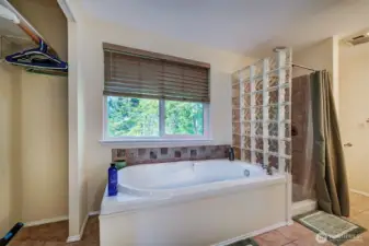 Jetted tub in Primary bedroom