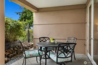 Privacy and quiet ambiance for alfresco dining on the patio.