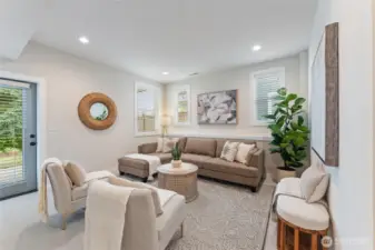 Lower level family room with walk out to covered patio