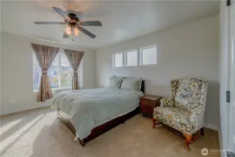 Primary bedroom is spacious, with huge WIC and 3/4 bath