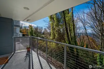 The condo sits above a natural ravine. And you'll enjoy views of the trees, not the neighbors.