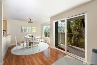 With dining room seating for four. Or add barstools at the kitchen counter for additional seating. (virtually staged)