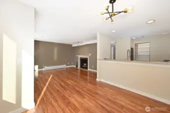 The wood burning fireplace is perfect for Seattle winters.