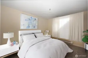 The primary bedroom (virtually staged)