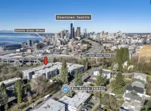 The transit stop is right across the street from the Harwood. And bus routes 36 & 60 travel directly to downtown Seattle.