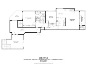 At the bottom left in the floorplan is a semi-private entry patio.  There is a common entry hall shared with one other apartment.  Previous owners have shared the space with bookshelves and exercise equipment.  The home is 1,192 square feet, plus the sunroom.