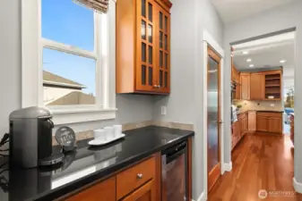 Butlers pantry off kitchen.