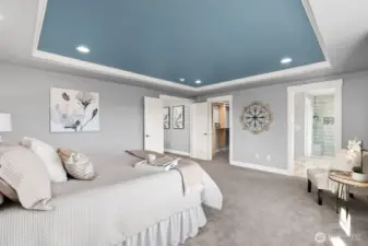 Primary bathroom and closet off bedroom.