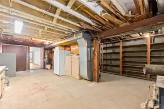 A little over 500 sf of unfinished basement space with tons of storage!