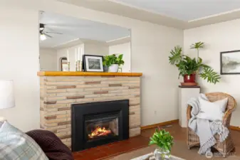 Fireplace upgraded to gas