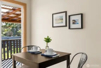 Nook opens to expansive covered deck