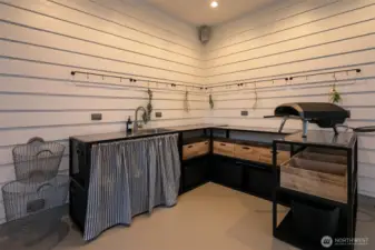 Outdoor kitchen cabinets will stay with the home.