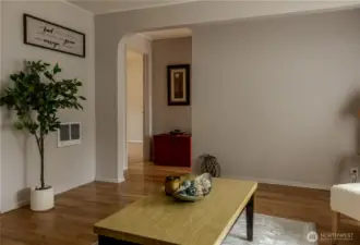 View from living room to first bedroom