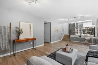View from Family Room into kitchen