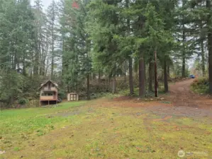 Looking at cabin from garage area