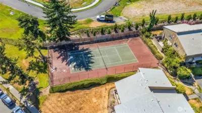 Calling all tennis or pickleball players.  A fun sport right out your back door!
