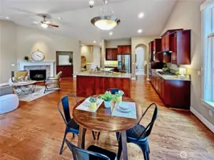 Ample kitchen dining area in additional to formal dining. Access to rear patio off nook.