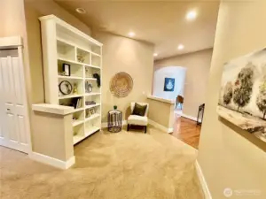 View of study nook and hallway from primary bedroom.