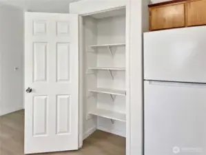 Pantry for added storage.