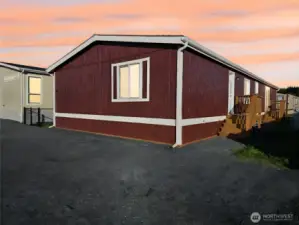 Virtually staged night view of the home