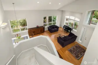 staircase overlooking the main level