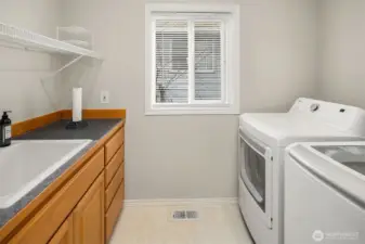 utility room on the main floor - washer and dryer stay