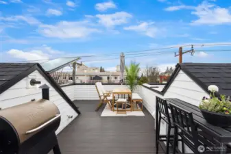 Rooftop deck with stunning views - adds outdoor living space complete with lighting, power and water.