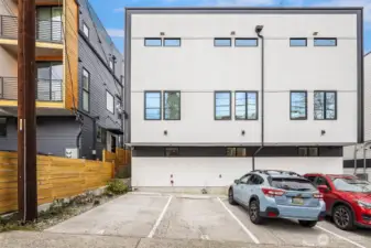 Dedicated parking directly behind the home. Free and easy street parking on 42nd for guests/2nd car as well.