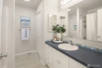 Convenient hall bath.