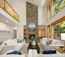 Soaring vaulted ceilings in the family room.
