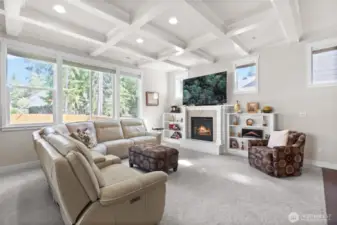 Expansive living room w/fireplace