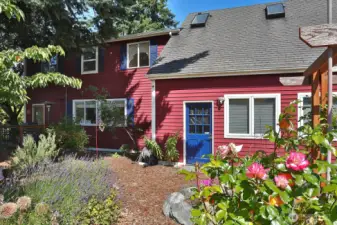 Blue door is to the garage/workshop space.