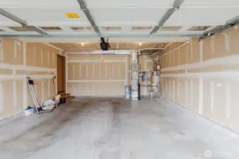 Two-car garage with storage space.