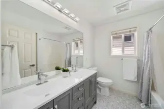 Totally upstated 2nd bathroom upstairs with double vanities