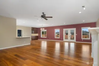 Impressive Great room with gleaming hardwood floors.