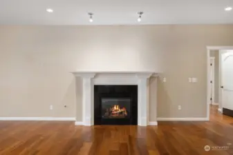 Gas Fireplace with extra large mantle.