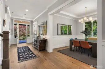 Off the great room and across from the stairs is your formal dining room.