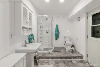 Downstairs 3/4 bathroom with private side door entrance
