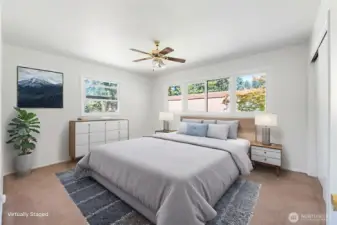 Primary Bedroom w/Ceiling Fan Virtually Staged
