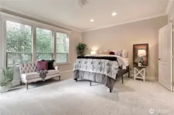 Like the rest of the home, brand new plush carpeting flows into this space, adding warmth and softness underfoot. Your suite is inviting you to leave the day behind and unwind in comfort.