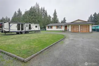 Large level lot, just under a half acre..