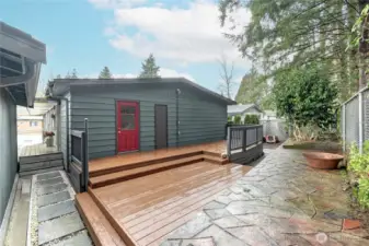 Freshly power washed deck.