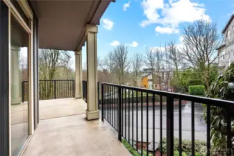 Large deck overlooks the hillside